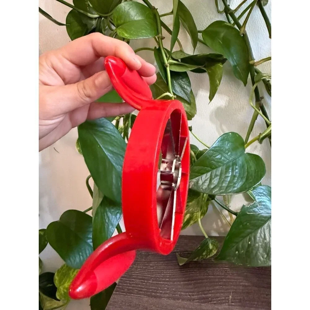Red apple cutter kitchen accessory